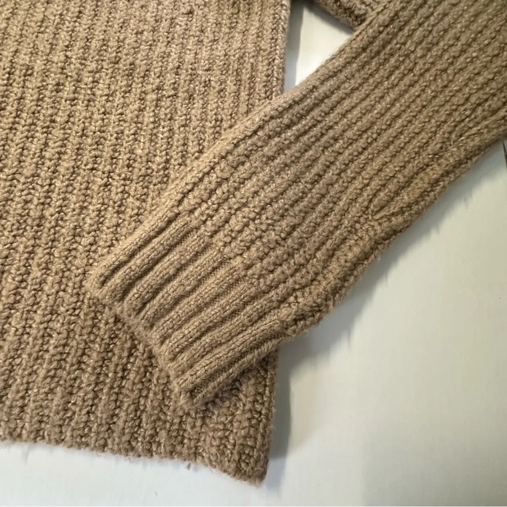 Anthropology women’s size S chunky knit loose fit mock neck sweater, beige color